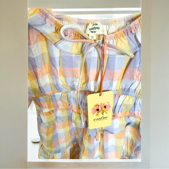 NEW Entro Pastel Gingham Pattern Dress Size Small - Picture 5 of 9